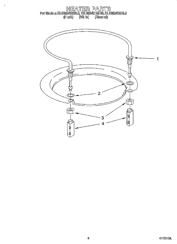 HEATER Diagram and Parts List for KUDM24SEBL0  KitchenAid Dishwasher