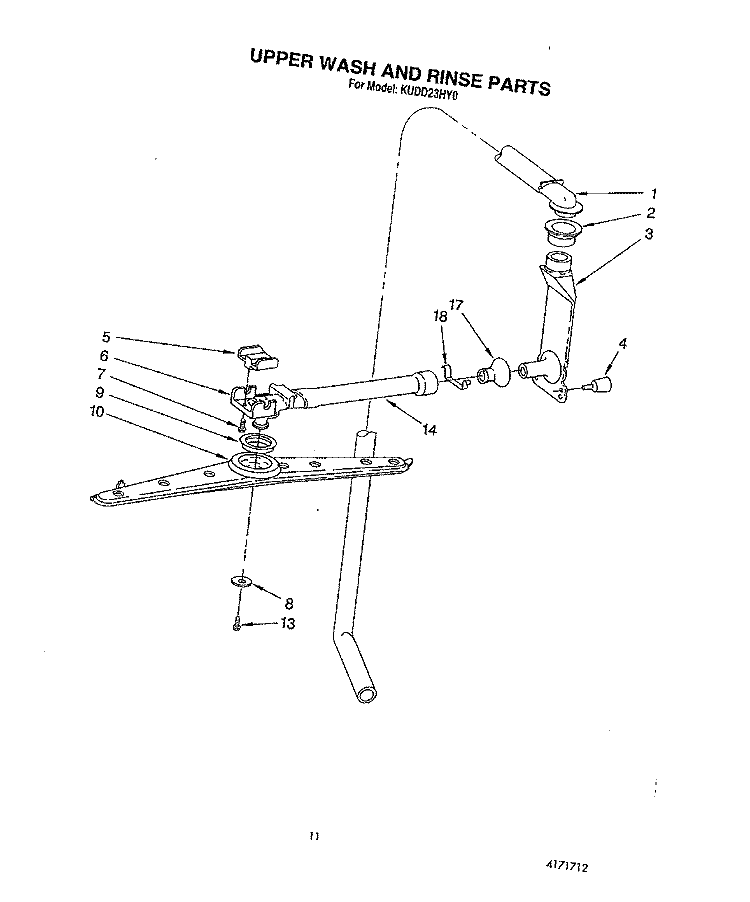 UPPER WASH AND RINSE Diagram and Parts List for KUDD23HY0  KitchenAid Dishwasher