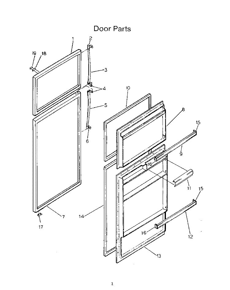 DOOR Diagram and Parts List for 8619W0A  Roper Refrigerator