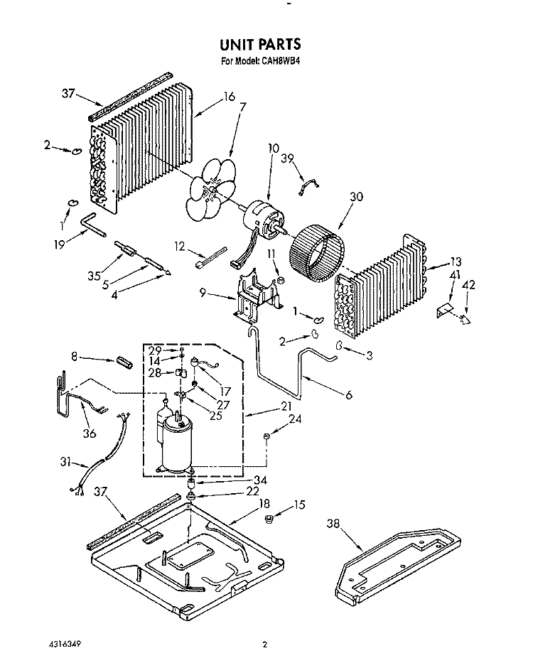 UNIT, LIT/OPTIONAL Diagram and Parts List for CAH8WB4  Crosley Air Conditioner
