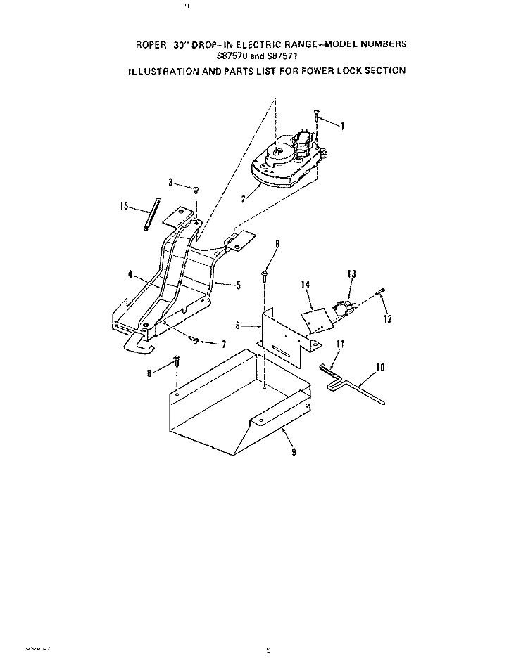TOP BURNER Diagram and Parts List for S8757W1  Roper Range