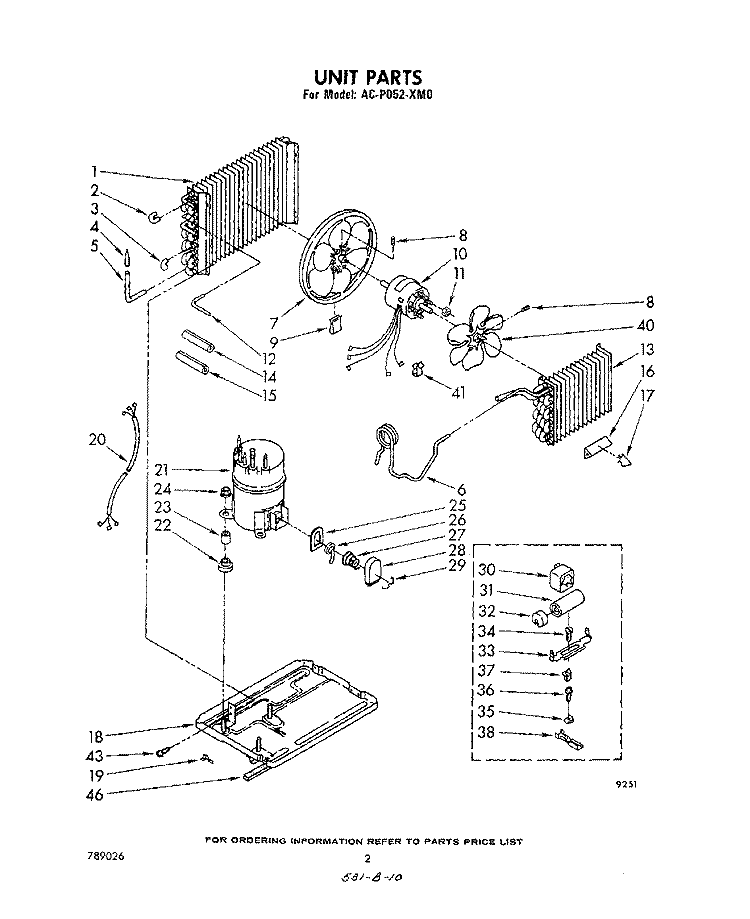 UNIT PARTS Diagram and Parts List for ACP052XM0  Whirlpool Air Conditioner
