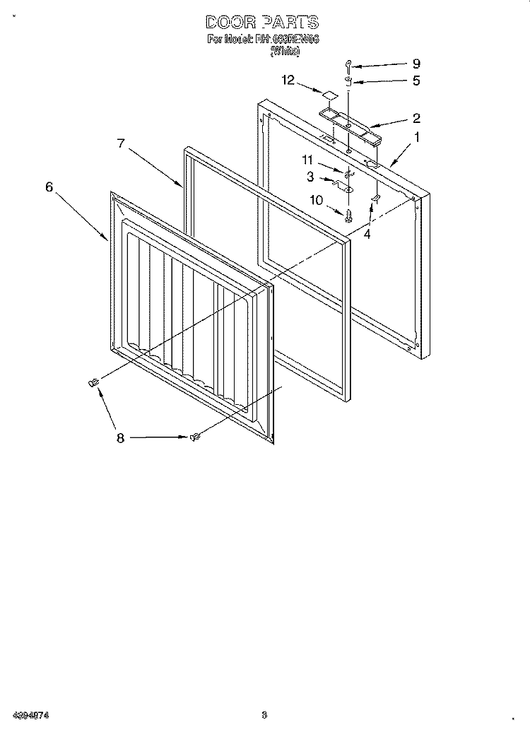 SECTION Diagram and Parts List for RH1099REW06  Roper Freezer