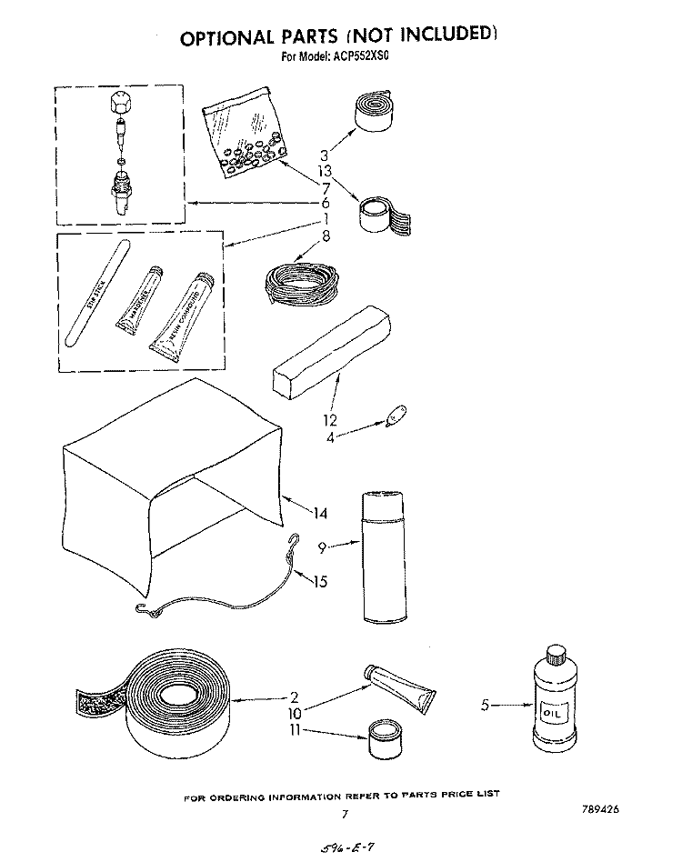 LIT/OPTIONAL Diagram and Parts List for ACP552XS0  Whirlpool Air Conditioner