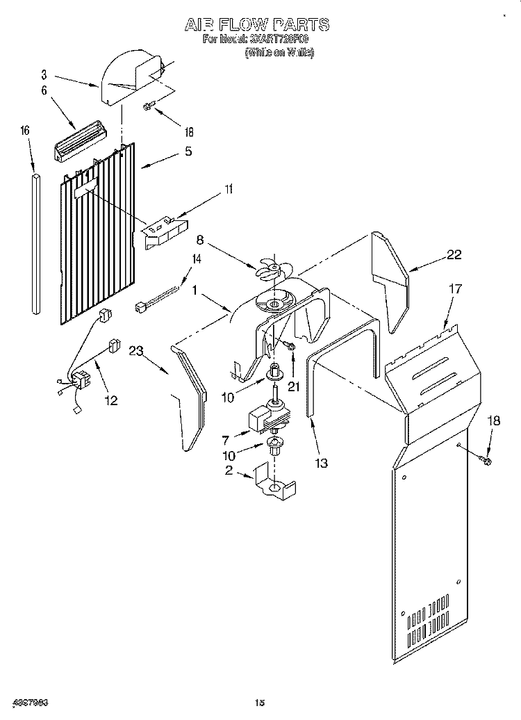 AIR FLOW Diagram and Parts List for 3XART720F00  Whirlpool Refrigerator
