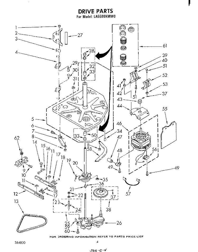 DRIVE Diagram and Parts List for LA5580XMW0  Whirlpool Washer