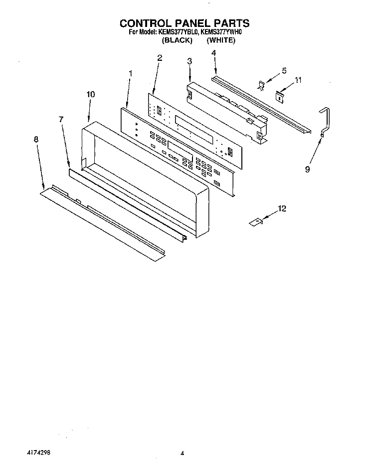 CONTROL PANEL, LIT/OPTIONAL Diagram and Parts List for KEMS377YBL0  KitchenAid Wall Oven