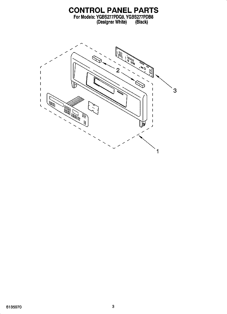 CONTROL PANEL PARTS Diagram and Parts List for YGBS277PDQ8  Whirlpool Wall Oven