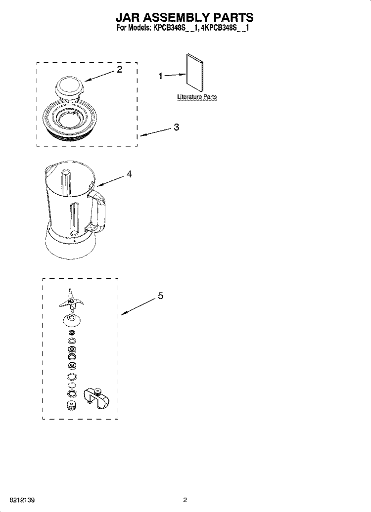 JAR ASSEMBLY PARTS Diagram and Parts List for 4KPCB348SPM1  KitchenAid Blender