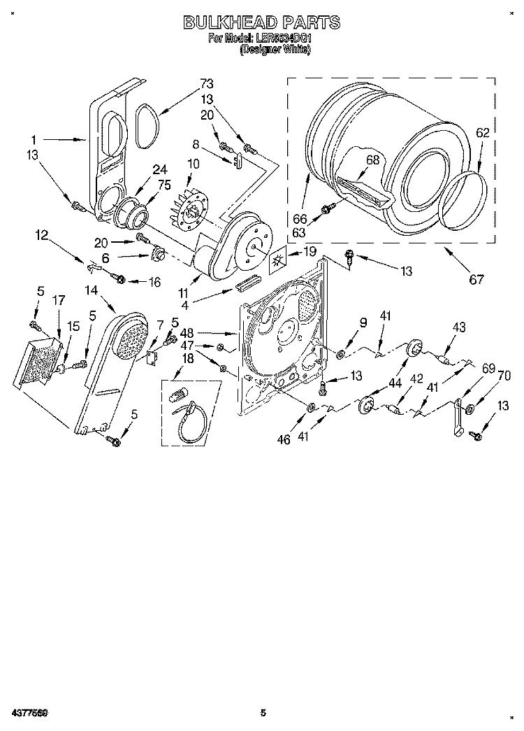 SECTION Diagram and Parts List for LER5634DQ1  Whirlpool Dryer