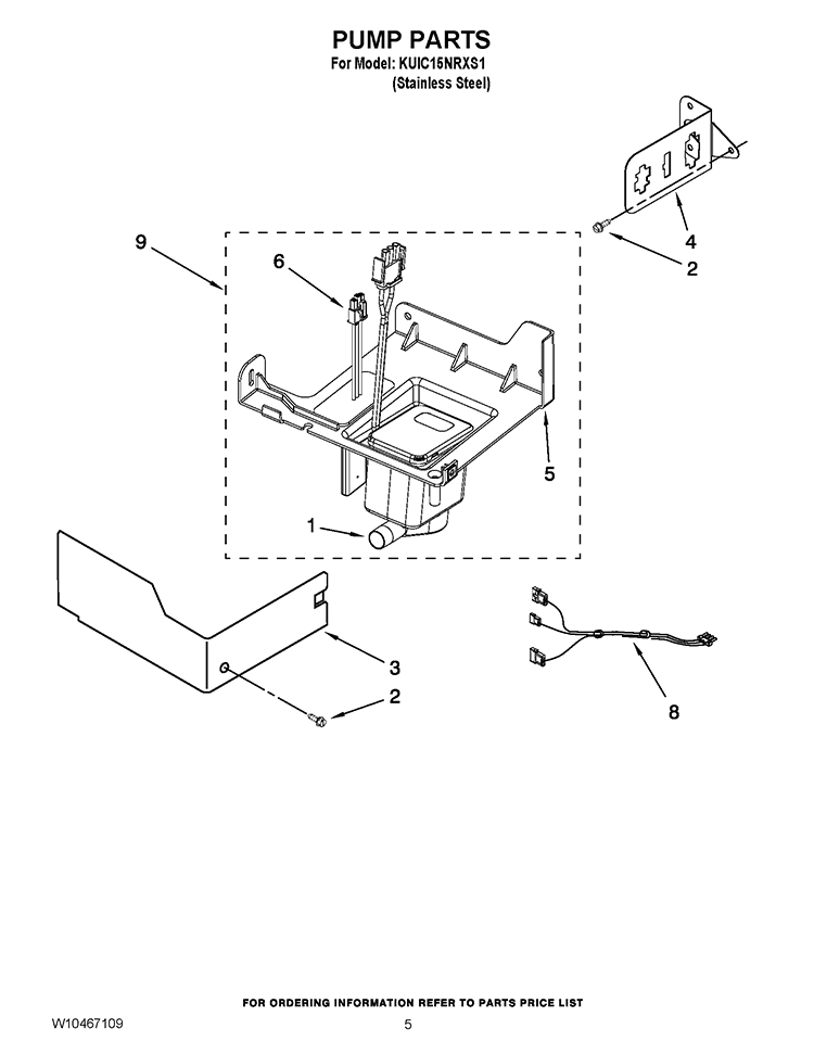 PUMP PARTS Diagram and Parts List for KUIC15NRXS1  KitchenAid Ice Maker