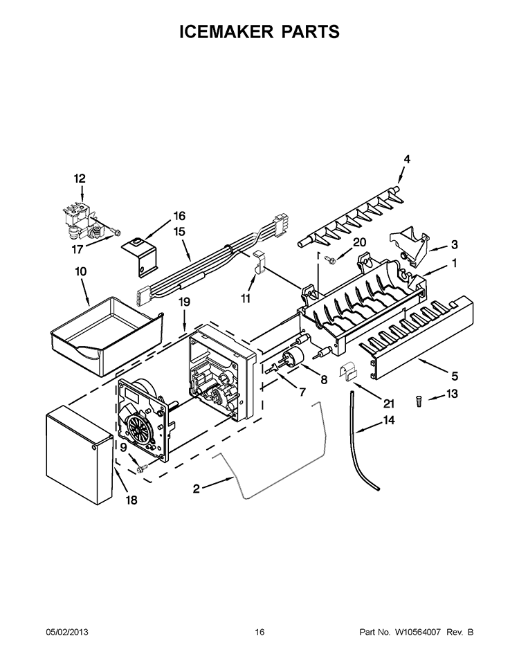 ICEMAKER PARTS Diagram and Parts List for KBFS22EWMS9  KitchenAid Refrigerator
