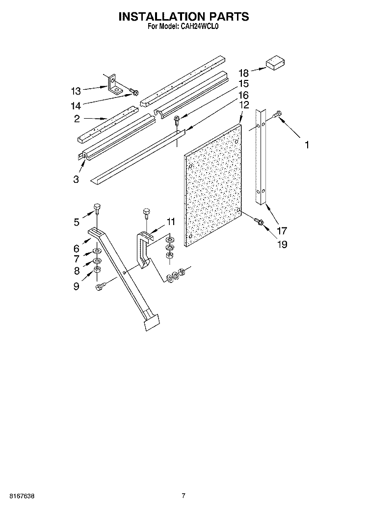 INSTALLATION Diagram and Parts List for CAH24WCL0  Crosley Air Conditioner