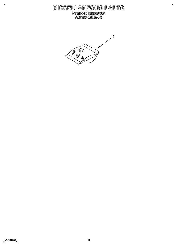 MISCELLANEOUS Diagram and Parts List for DU8500XB0  Whirlpool Dishwasher