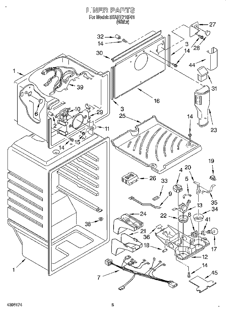 LINER Diagram and Parts List for 3XART718F01  Whirlpool Refrigerator