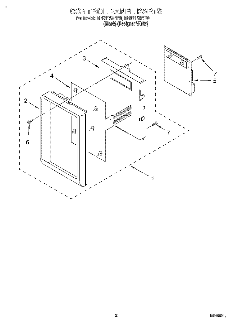 CONTROL PANEL Diagram and Parts List for MH9115XBQ0  Whirlpool Microwave