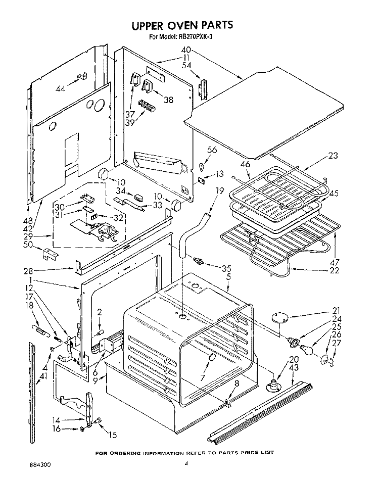 UPPER OVEN Diagram and Parts List for RB270PXK3  Whirlpool Wall Oven