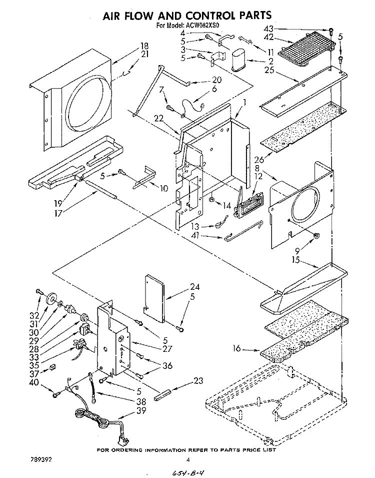AIR FLOW AND CONTROL Diagram and Parts List for ACW082XS0  Whirlpool Air Conditioner