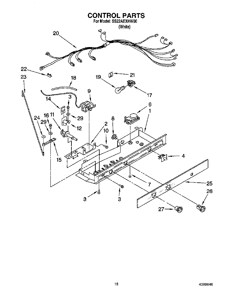 CONTROL Diagram and Parts List for SS22AEXHW00  Whirlpool Refrigerator