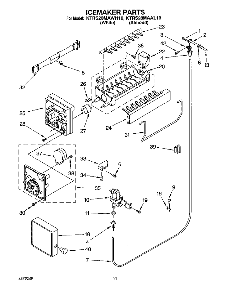 ICEMAKER Diagram and Parts List for KTRS20MAAL10  KitchenAid Refrigerator