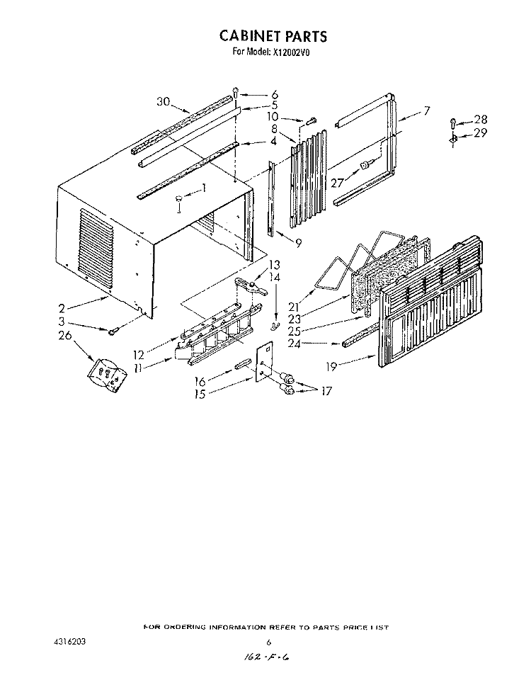CABINET Diagram and Parts List for X12002V0  Roper Air Conditioner