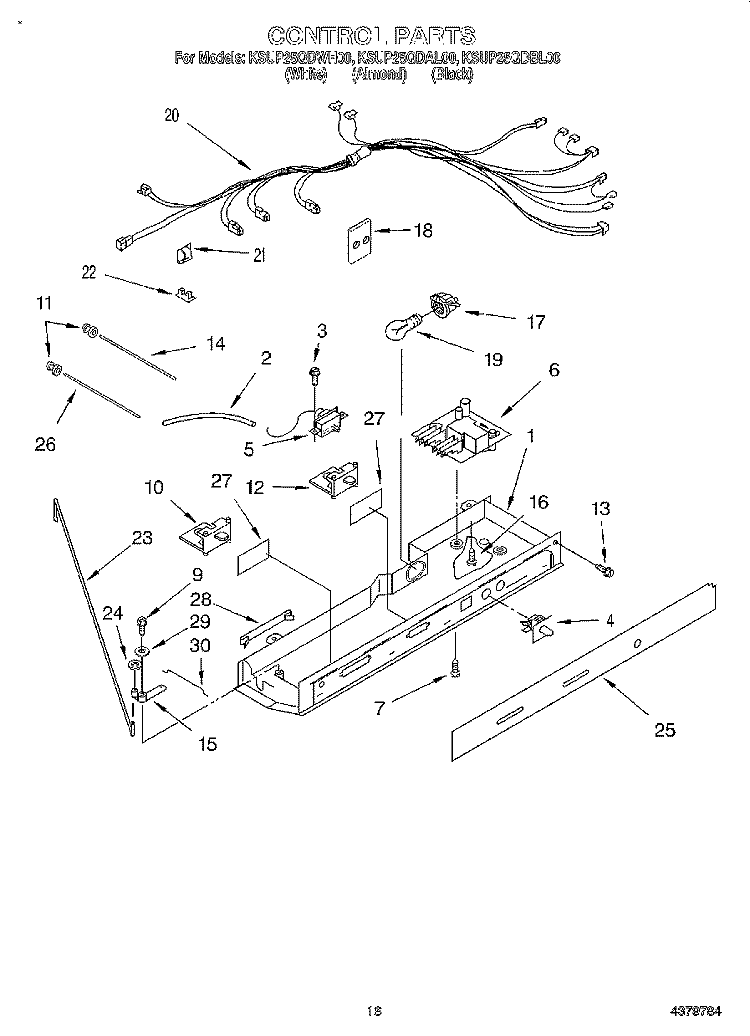 CONTROL Diagram and Parts List for KSUP25QDAL00  KitchenAid Refrigerator