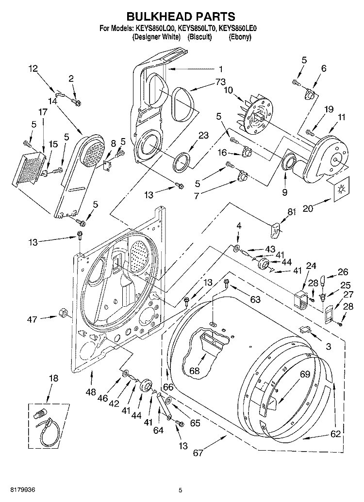 SECTION Diagram and Parts List for KEYS850LE0  KitchenAid Dryer