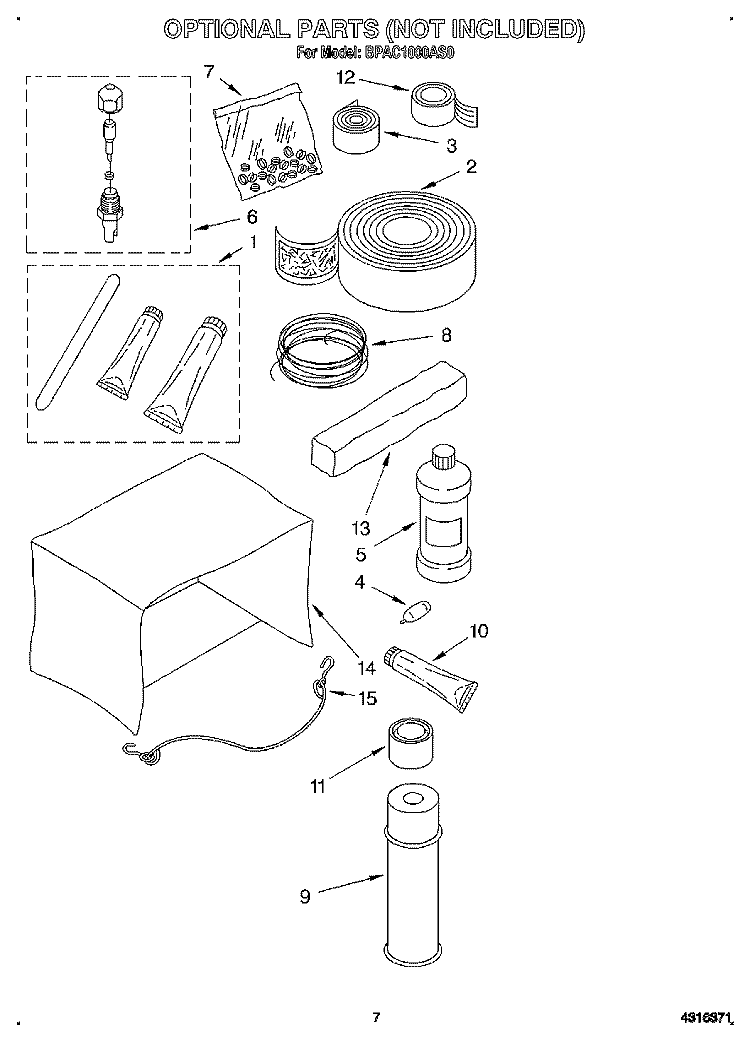 OPTIONAL Diagram and Parts List for BPAC1000AS0  KitchenAid Air Conditioner