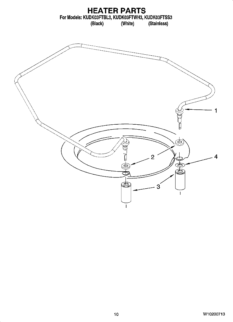 HEATER PARTS Diagram and Parts List for KUDK03FTBL3  KitchenAid Dishwasher