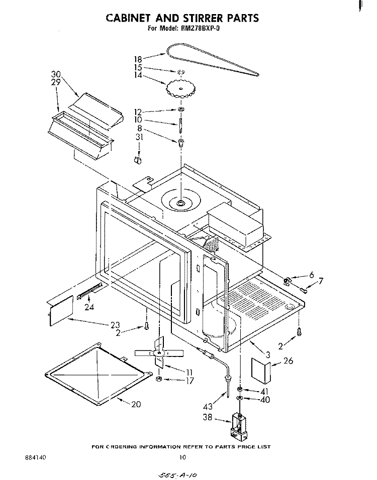 CABINET AND STIRRER Diagram and Parts List for RM278BXP0  Whirlpool Microwave Oven Combo