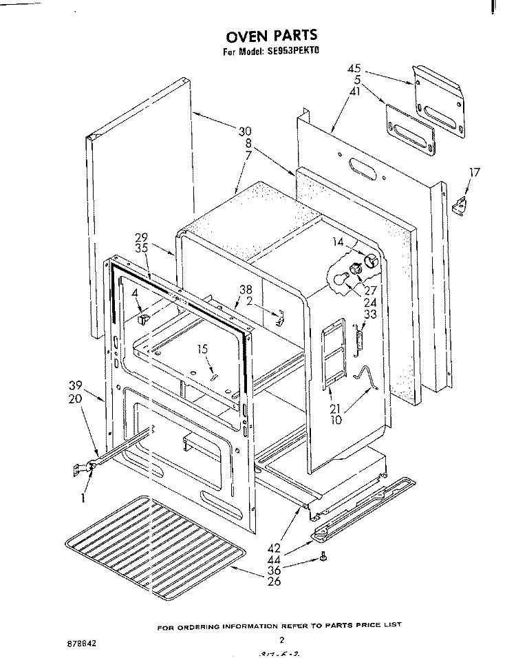 OVEN , LITERATURE Diagram and Parts List for SE953PEKT0  Whirlpool Range