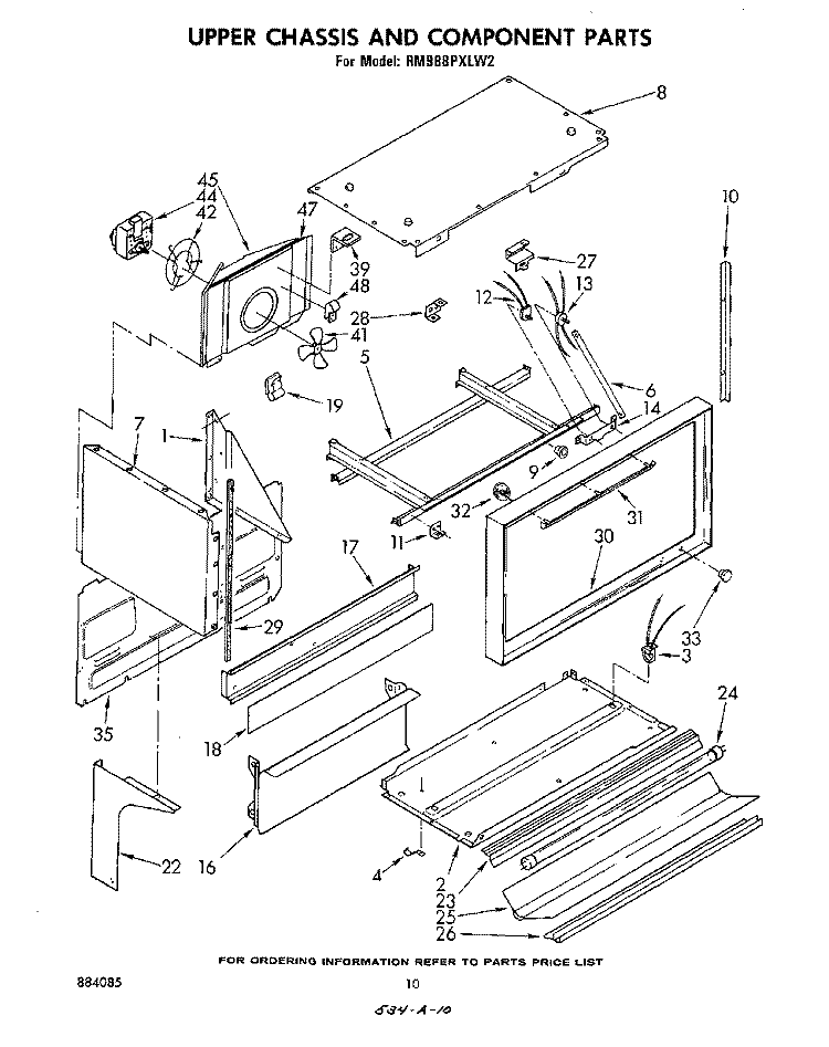UPPER CHASSIS AND COMPONENT Diagram and Parts List for RM988PXLW2  Whirlpool Microwave Oven Combo