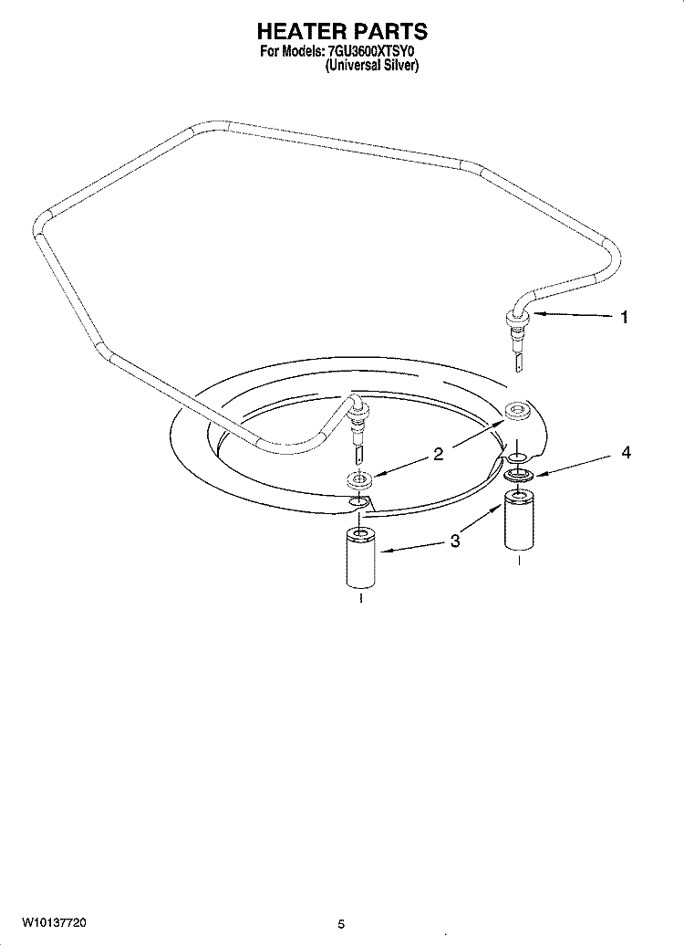 HEATER PARTS Diagram and Parts List for 7GU3600XTSY0  Whirlpool Dishwasher
