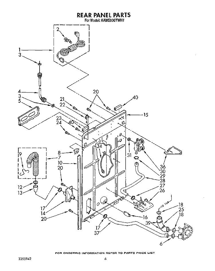 REAR PANEL Diagram and Parts List for KAWE900TWH1  KitchenAid Washer