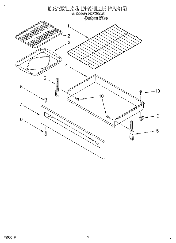 DRAWER AND BROILER Diagram and Parts List for FEP330EQ0  Roper Range