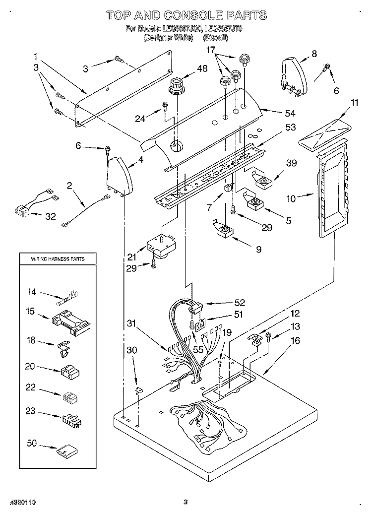 SECTION Diagram and Parts List for LEQ8857JT0  Whirlpool Dryer
