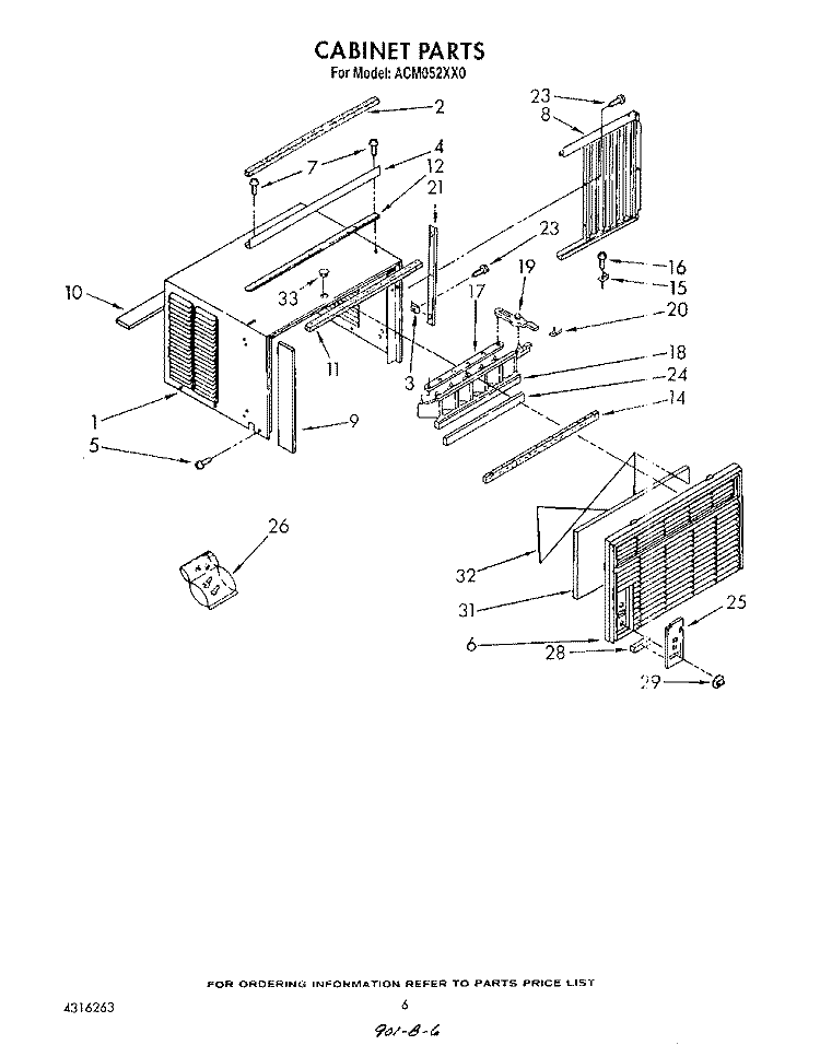 CABINET Diagram and Parts List for ACM052XX0  Whirlpool Air Conditioner