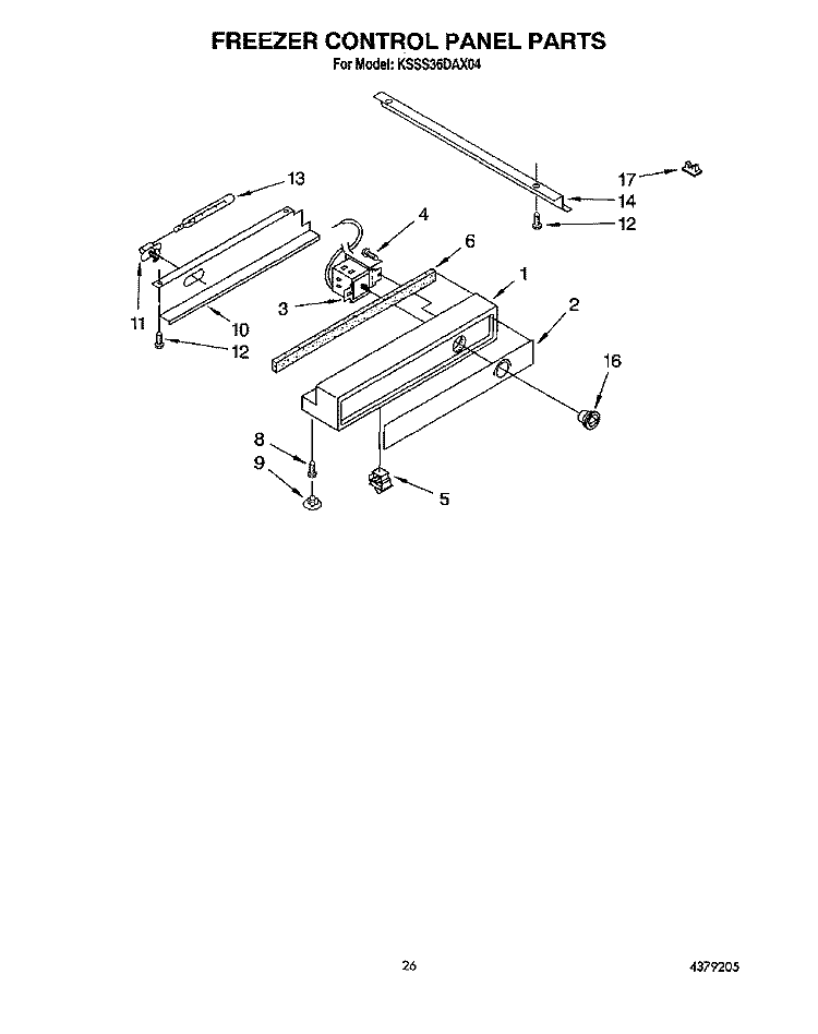 FREEZER CONTROL PANEL Diagram and Parts List for KSSS36DAX04  KitchenAid Refrigerator
