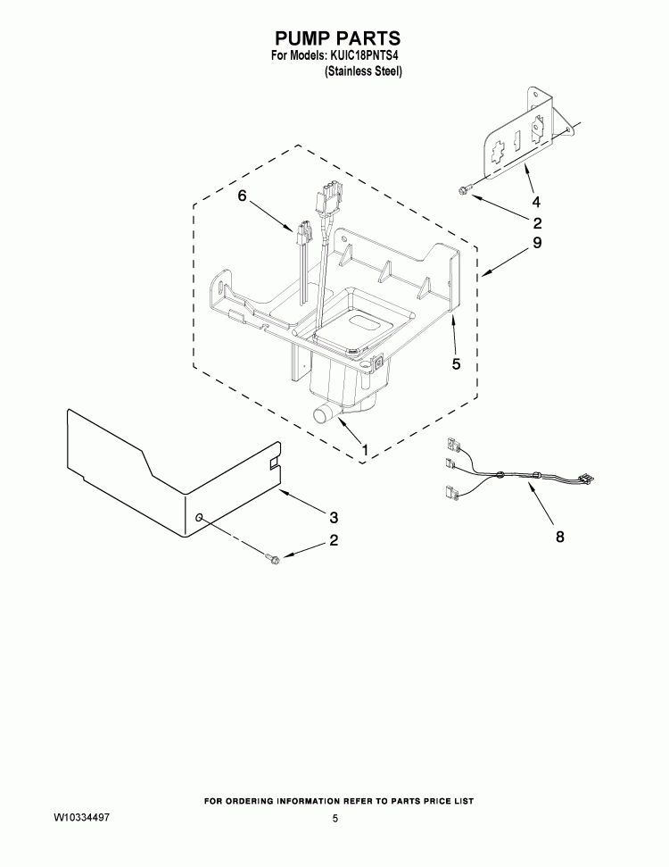 PUMP PARTS Diagram and Parts List for KUIC18PNTS4  KitchenAid Ice Maker