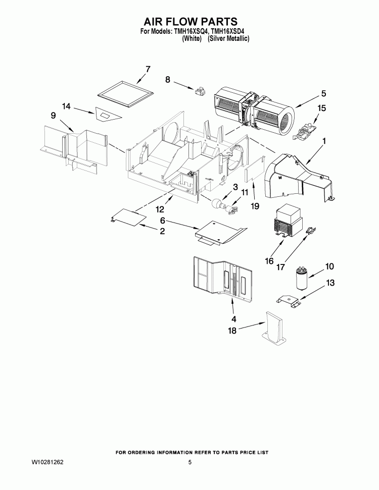AIR FLOW PARTS Diagram and Parts List for TMH16XSD4  Estate Microwave