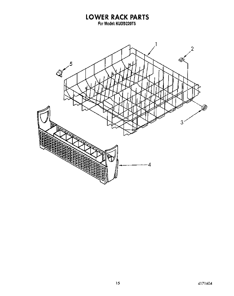 LOWER RACK Diagram and Parts List for KUDB220T5  KitchenAid Dishwasher