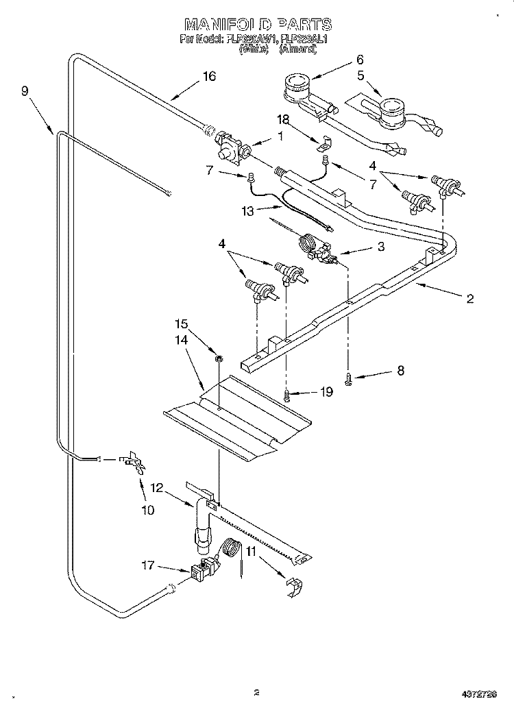 MANIFOLD Diagram and Parts List for FLP320AL1  Roper Range