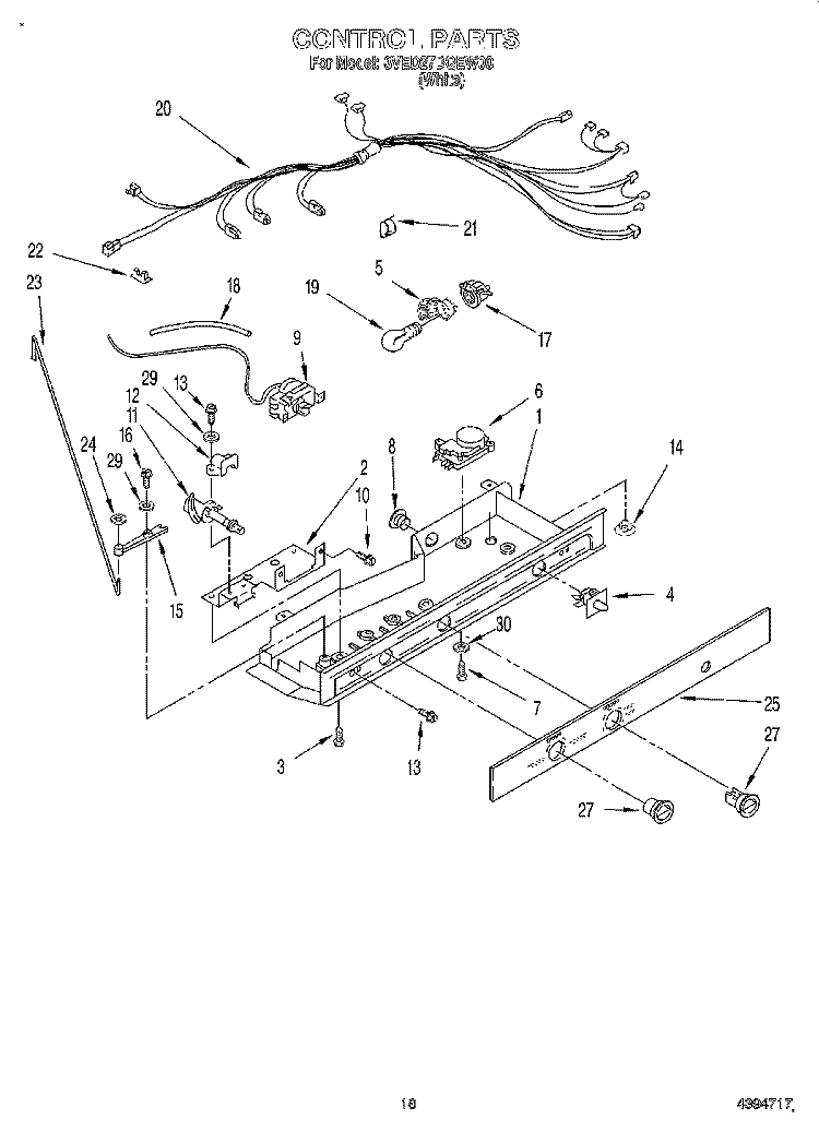 CONTROL Diagram and Parts List for 3VED27DQEW00  Whirlpool Refrigerator