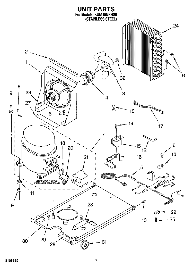 UNIT PARTS Diagram and Parts List for KUIA15NRHS5  KitchenAid Ice Maker