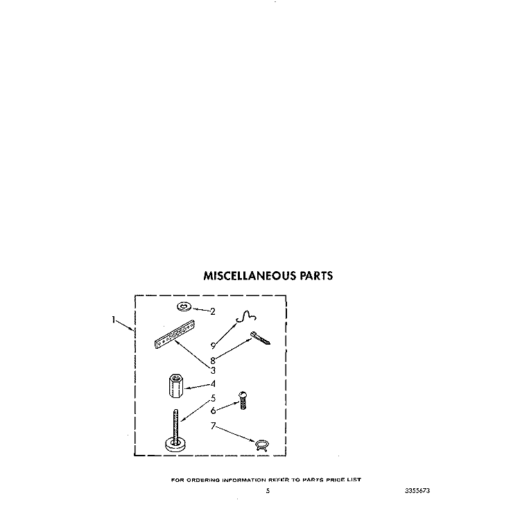 MISCELLANEOUS Diagram and Parts List for LA5558XTF1  Whirlpool Washer