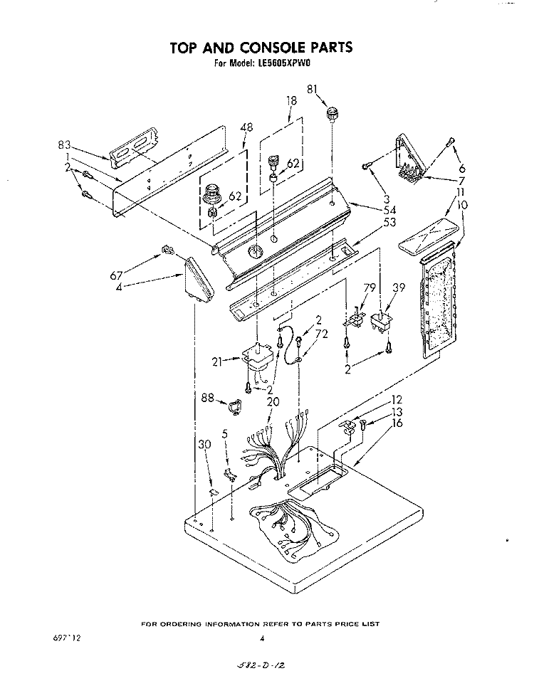 SECTION Diagram and Parts List for LE5605XPW0  Whirlpool Dryer
