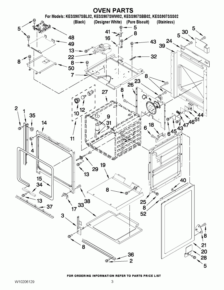 OVEN PARTS Diagram and Parts List for KESS907SBB02  KitchenAid Range