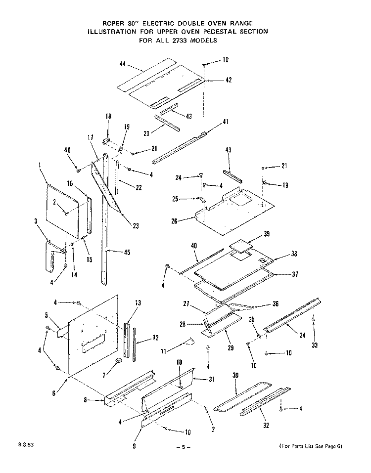 BLOWER Diagram and Parts List for 2733W0A  Roper Range