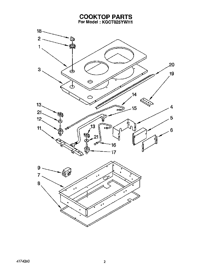 SECTION Diagram and Parts List for KGCT025YBL1  KitchenAid Cooktop