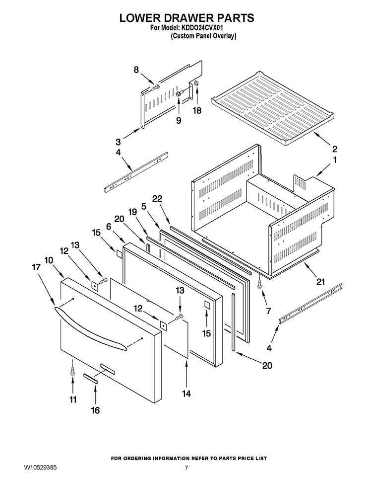 LOWER DRAWER PARTS Diagram and Parts List for KDDO24CVX01  KitchenAid Refrigerator
